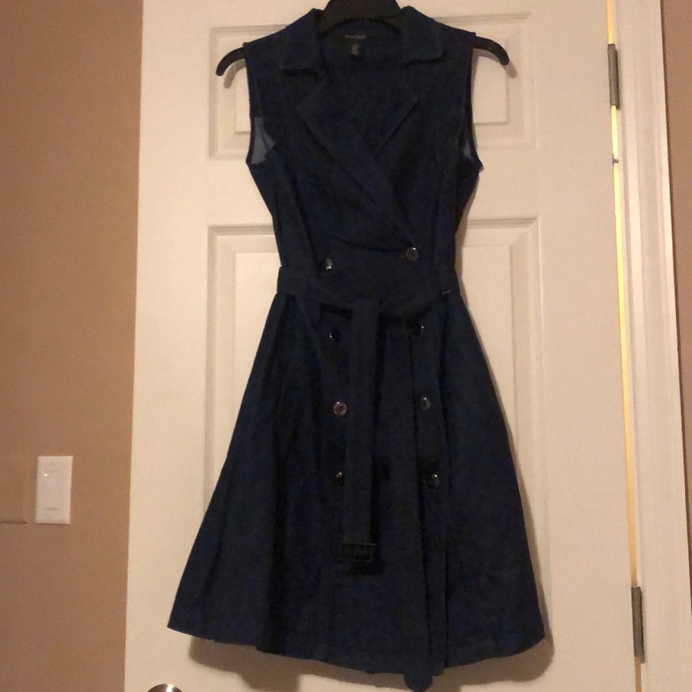 WHBM double breasted belted denim shirt dress